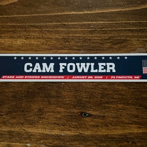 Stars and Stripes Showdown Game-used Hockey Locker Plate Cam Fowler