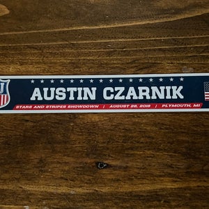 Stars and Stripes Showdown Game-used Hockey Locker Plate Austin Czarnik