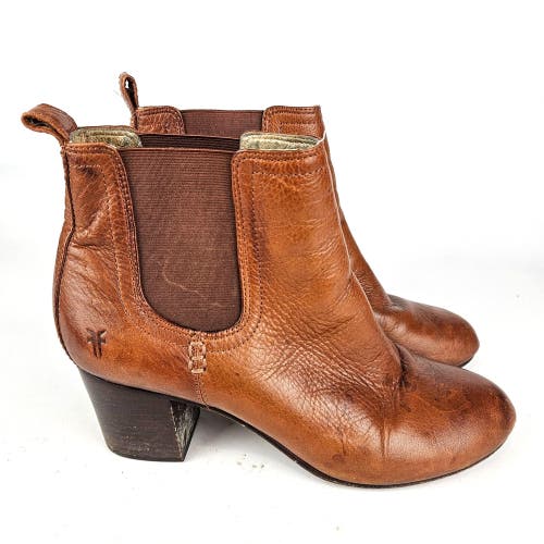 FRYE Stella Chelsea Short Whisky Brown Leather Ankle Boots Womens Size: 9.5 M