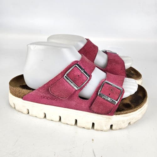 Papillio by Birkenstock Arizona Pink Suede Platform Sandals Womens 41 / 10