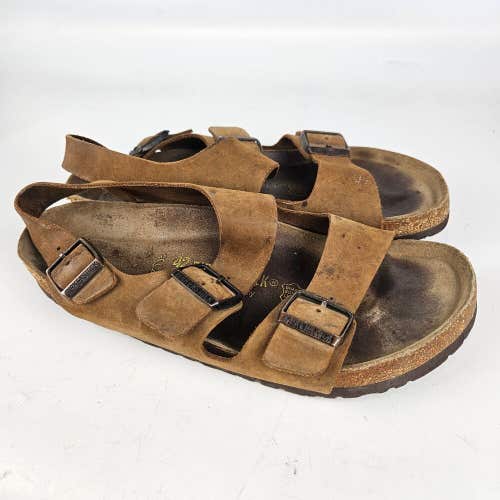 Birkenstock Milano Mens Saddle Brown Leather Slingback  Sandals Size 42 / 9.