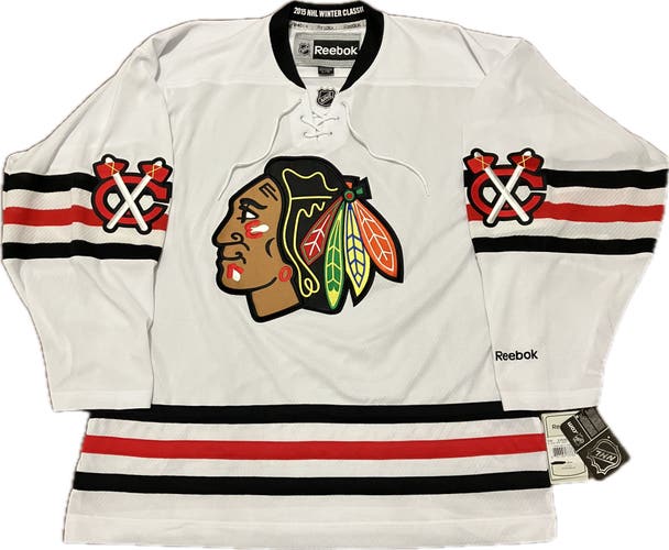 NWT Chicago Blackhawks Blank 2015 Winter Classic Reebok NHL Hockey Jersey Size L