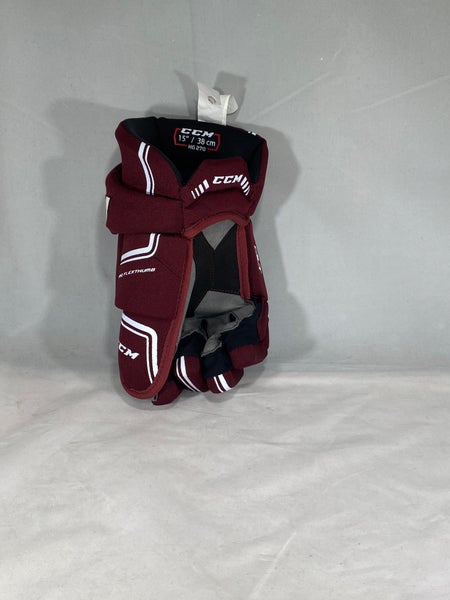CCM QLT270 15” Maroon/White Hockey Gloves