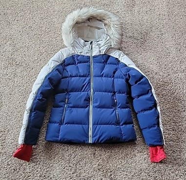 Spyder GTX Fallline Infinium Down Ski Jacket Size 8 Blue/White Women's