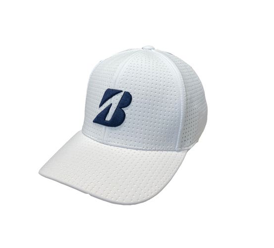 NEW Bridgestone Tour B Day White/Navy Fitted Golf Hat/Cap