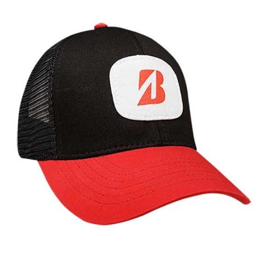 NEW Bridgestone Stretch Trucker Red/Black Snapback Adjustable Golf Hat/Cap