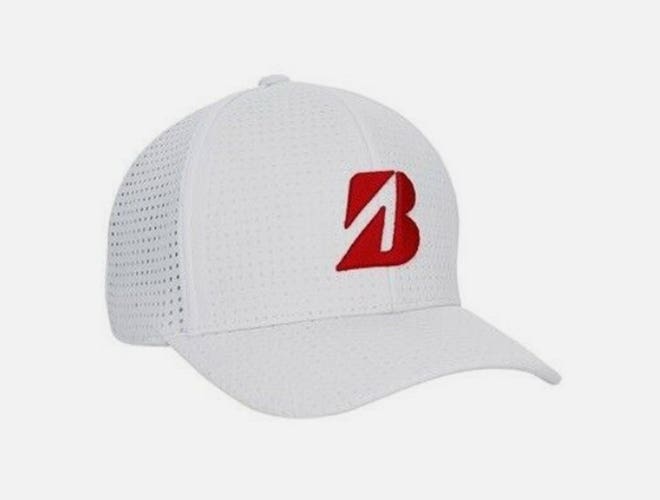 NEW Bridgestone Tour B Day White/Red Fitted Golf Hat/Cap