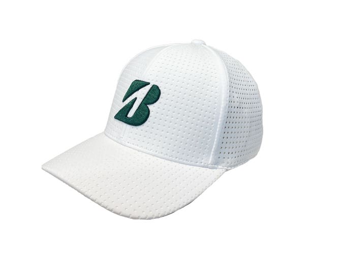 NEW Bridgestone Tour B Day White/Green Fitted Golf Hat/Cap