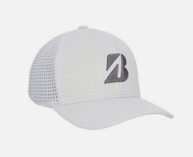 NEW Bridgestone Tour B Day White/Grey Fitted Golf Hat/Cap