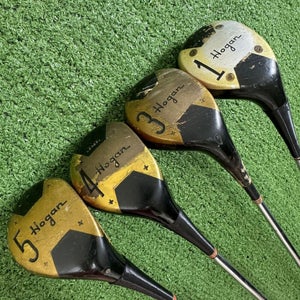 Ben Hogan Vintage Persimmon Wood Set 1 3 4 5 Vector 3 Regular Flex Right Handed