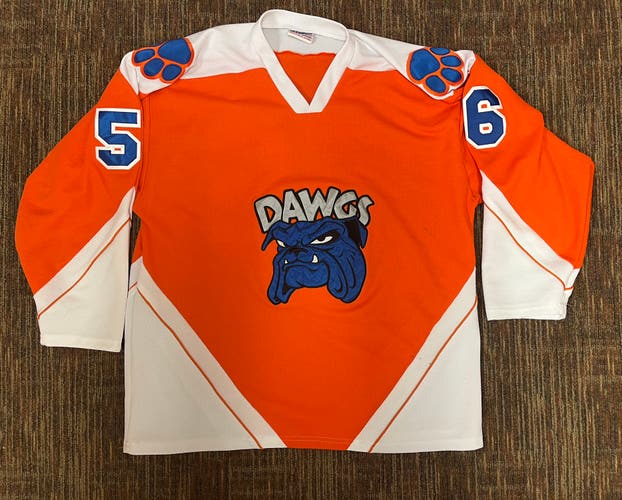 Beer League Hockey Jersey Mud Dawgs Water Boy - XL - Orange/blue Stitched