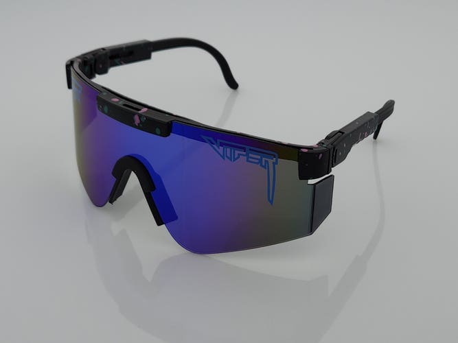 Black Frame with Blue Mirror Lens ANSI Z87 Pit Viper Safety Sunglasses PV61