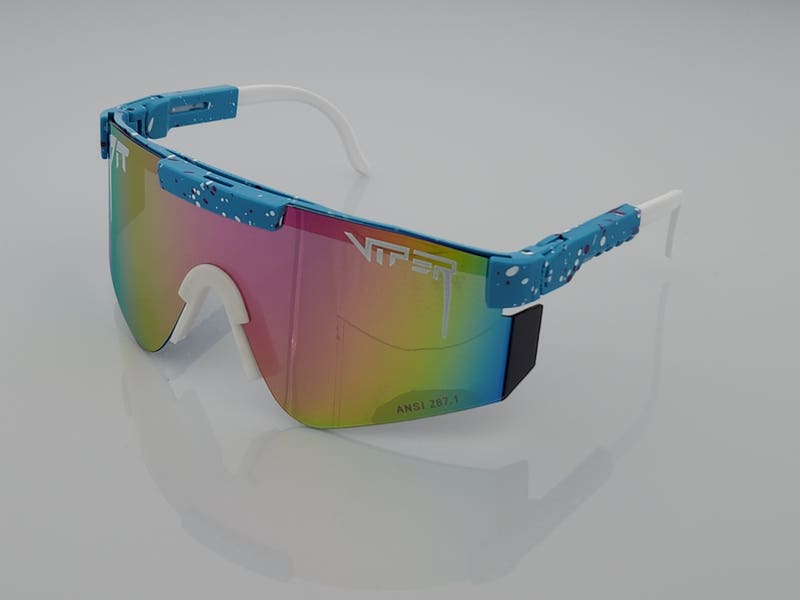 Blue Frame with Pink-Yellow Mirror Lens ANSI Z87 Pit Viper  display picture 1