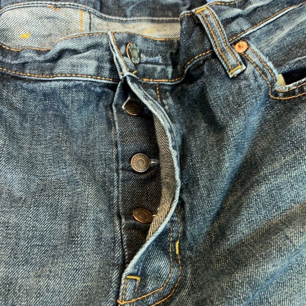 Gap Mens Jeans 38x30 Blue Denim Pant Straight Cotton Button Baggy Y2K 1969