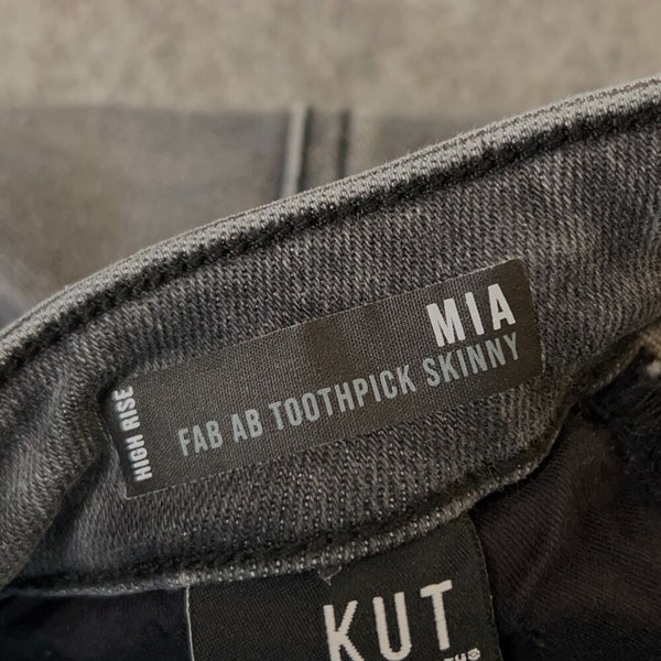 Kut from the Kloth Women Jeans 4 Black Denim Pant Skinny Mia Fab Ab Raw Hem