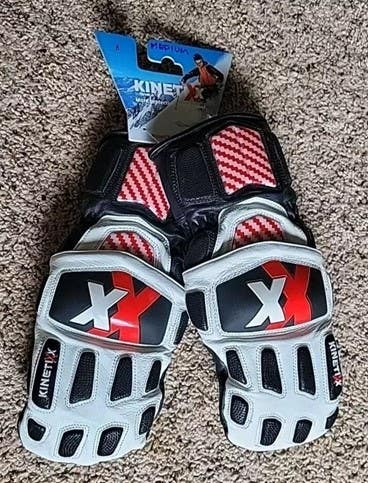 KinetiXX Ski GS SL Racing Mittens White Med Size 8