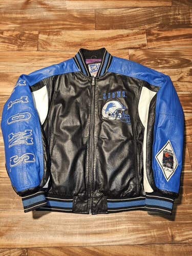 Vintage Rare Detroit Lions NFL Carl Banks G-III Learher Sports Jacket Size Large