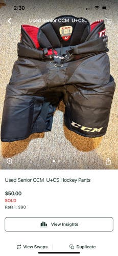 Used Senior CCM  U+CS Hockey Pants