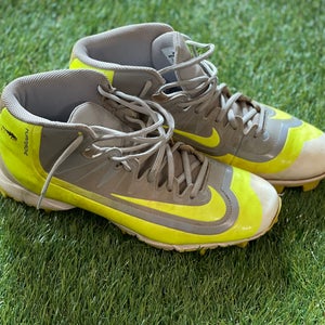Used - Nike Huarache baseball cleats - neon yellow/gray