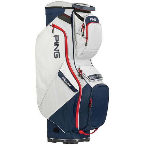 NEW 2023 Ping Traverse 14-Way Platinum/Navy/Red Cart Golf Bag