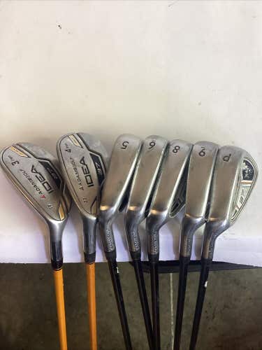 Adams Idea a7 Lefthanded LH Hybrid Iron Set 3-PW Stiff Graphite Shafts (no 7)