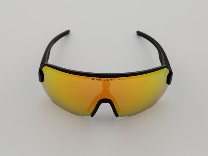 POC AIM Sphere Shield Sports Sunglasses Matte Black Frame Orange Mirror Lens