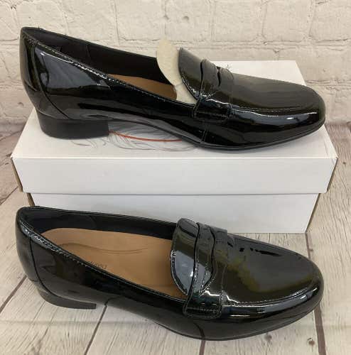 Unstructured by Clarks UN Blush Go Women's Loafers Black Patent Leather US 6.5 M