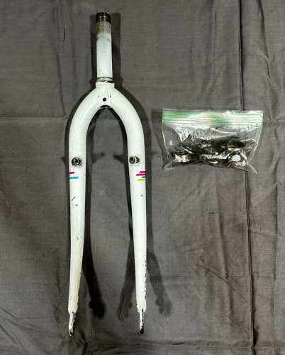 Vintage Spinner White CrMo 26" QR Mountain Bike Fork 115mm 1" Threaded Headset