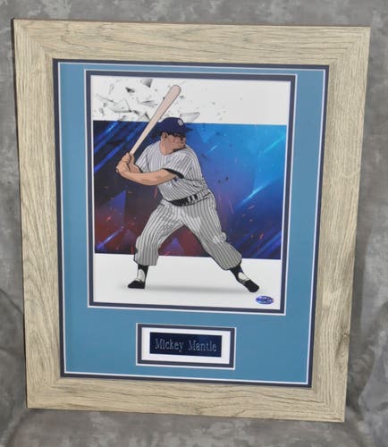 Mickey Mantle Matted And Framed