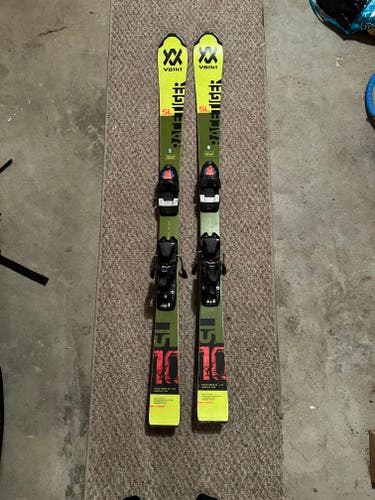 Used Kid's Volkl 131 cm Racing Racetiger SL Skis With Bindings Max Din 10