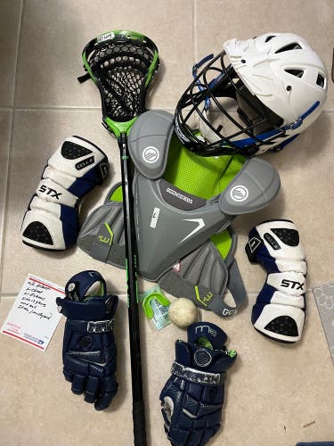 Lacrosse equipment set . Bundle . Meets NOCSAE