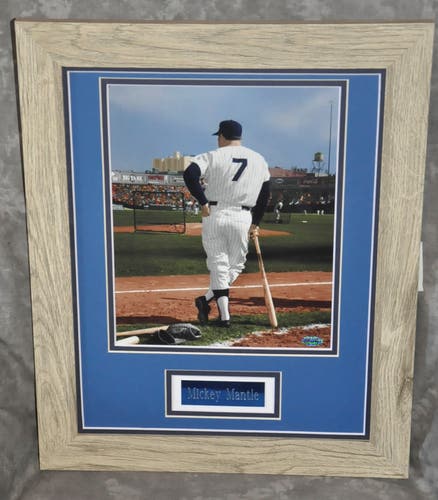 Mickey Mantle, Matted And Framed With Nameplate