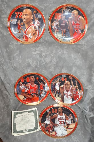 Michael Jordan 1997 Set of 10 Bradford Exchange Upper Deck Collector Plates w/ COA's