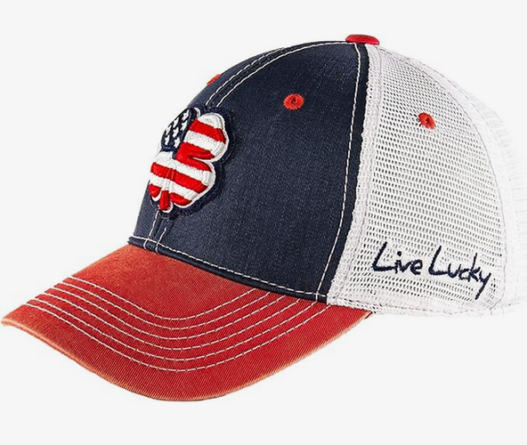 NEW Black Clover Live Lucky Two Tone Vintage USA Red/White/Blue Adjustable Hat