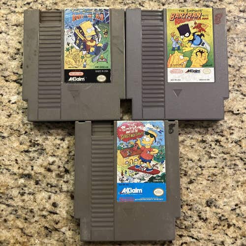 Well loved 3 game Simpsons NES Nintendo Lot (Bartman, Bart vs World & Mutants)