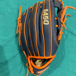 Blue Used Wilson A450 Right Hand Throw Infield Baseball Glove 11.5"