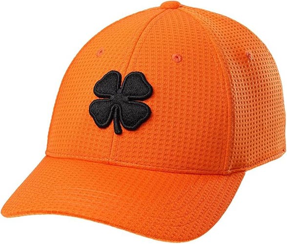 NEW Black Clover Live Lucky Flex Waffle 14 Black/Orange Fitted S/M Golf Hat