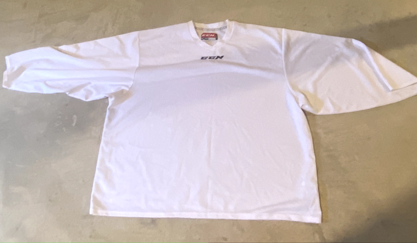 White Used Goalie Cut Men's CCM Practice Jersey