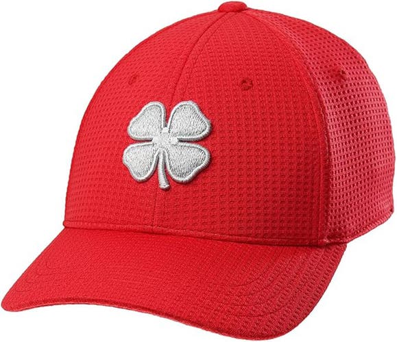 NEW Black Clover Live Lucky Flex Waffle 13 Silver/Red Fitted L/XL Golf Hat