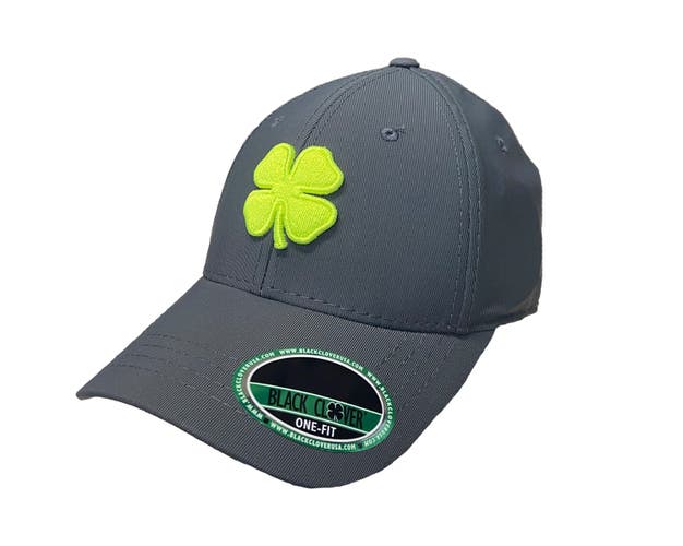 NEW Black Clover Live Lucky BC Pure Neon/Charcoal Fitted L/XL Golf Hat/Cap