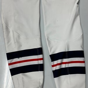 CCM EDGE CUSTOM HOCKEY SOCKS  WHITE PRO STOCK AHL LARGE SIZE USED(12674)