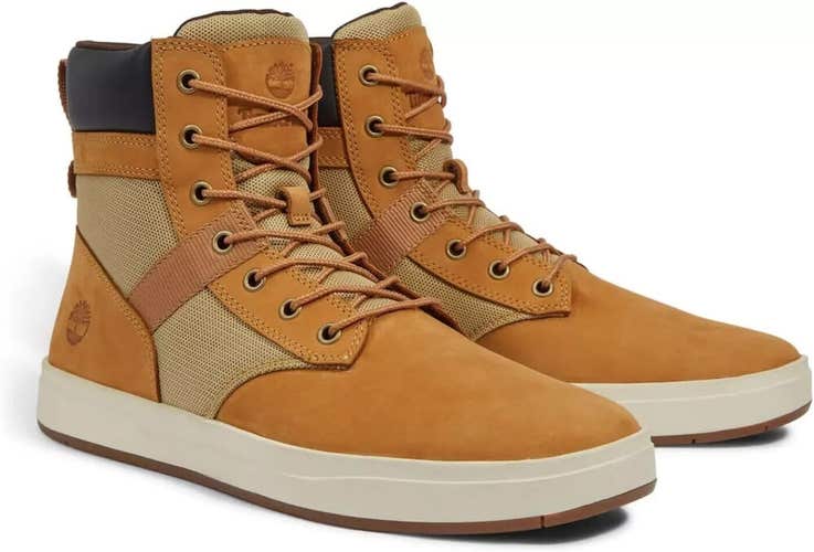 Timberland Davis Square Leather and Fabric Boot Gold Nubuck Men's US 13