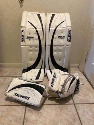 Used 34"+2" Simmons 997 Regular Goalie Full Set Pro Stock