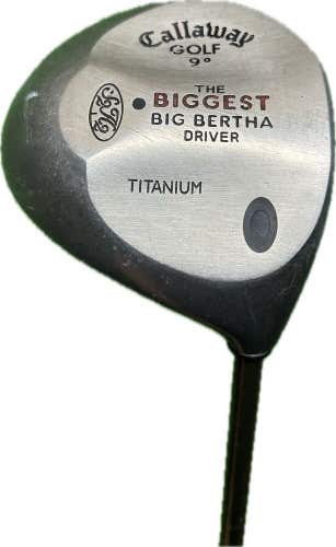 Callaway The Biggest Big Bertha 9° Driver Stiff Flex Graphite RH 45”L New Grip!