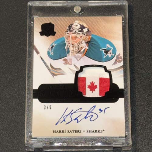 Harri Sateri San Jose Sharks 11-12 NHL UD The Cup Black Auto Flag Tag Rookie 3/5