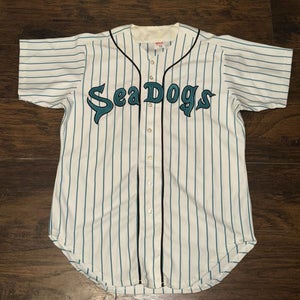 Vintage Portland Sea Dogs Game Worn White Pinstriped Wilson Jersey #20 Sz 44