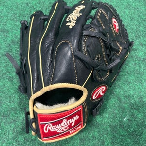 Black Used Rawlings Gold Glove Elite Right Hand Throw Pitcher's Baseball Glove 12"