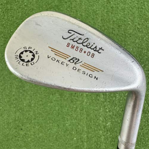 Titleist BV Vokey Design SM58 08 58 Spin Milled Lob Wedge Steel Shaft RH 35”