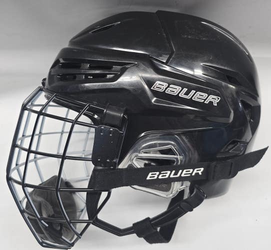 BAUER REAKT 95 HOCKEY HELMET WITH CAGE SMALL BLACK USED NCAA #24(12704)