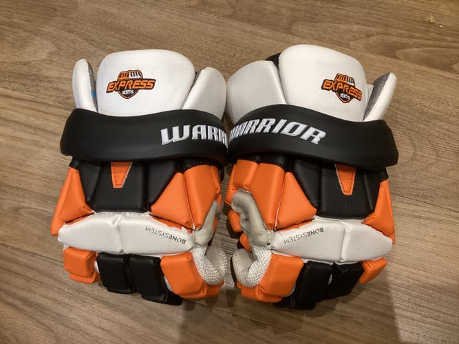 Used Warrior Evo BoneSystem custom Lacrosse Gloves Small